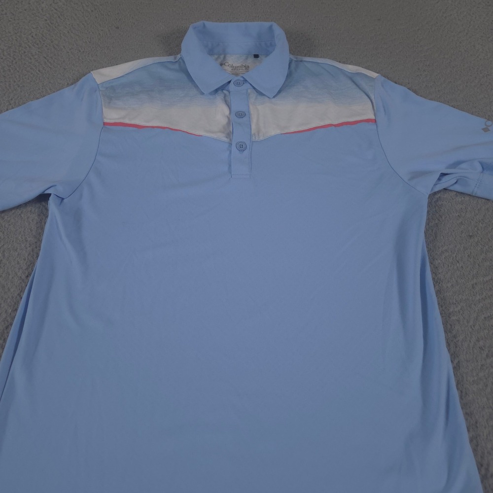 Columbia Polo Shirt Mens Small Blue Golf Omni-Freeze Zero Lights Performance